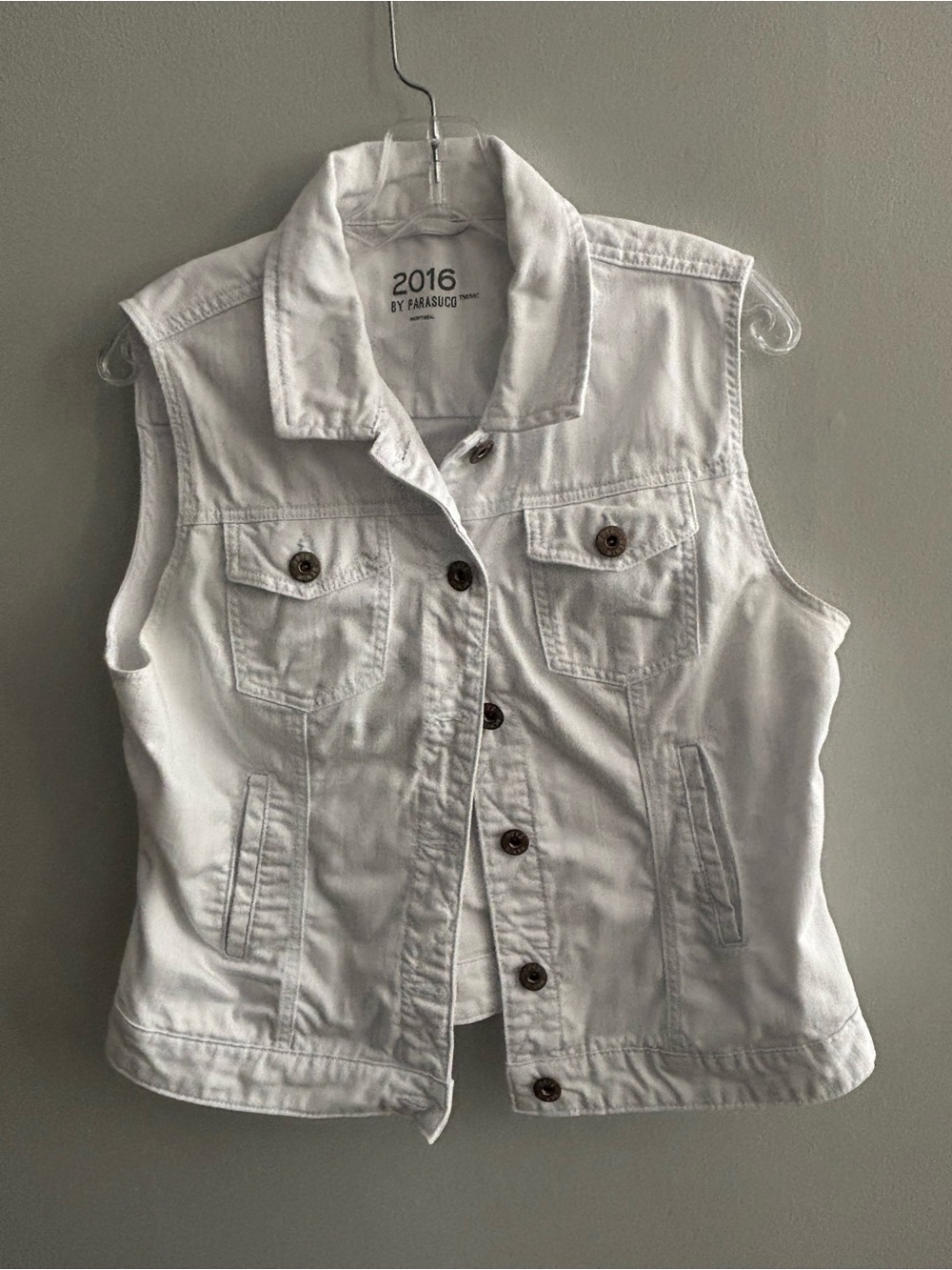 2016 by Parasuco Montreal White Denim Sleeveless Vest Size Large